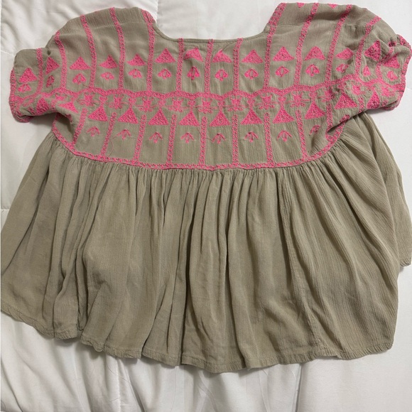 natural life Pink and Tan Embroidered Blouse - Picture 4 of 5